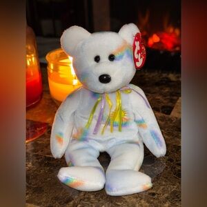 🌈 TY Beanie Baby Cheery Bear Rainbow Plush 2000